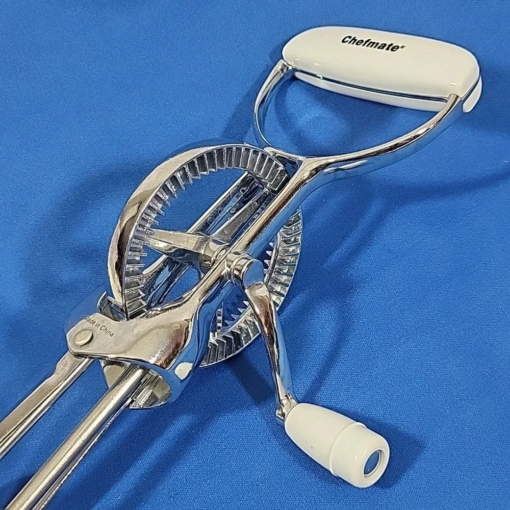 Chefmate Hand Mixer Manual Egg Beater Stainless Steel‎ White Handle